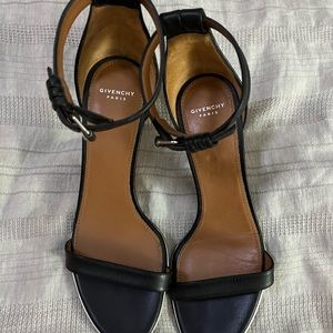 Givenchy Paris black strapy heels.